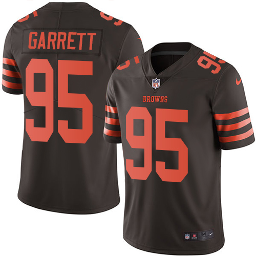 Nike Browns #95 Myles Garrett Brown Men's Stitched NFL Limited Rush Jersey - Click Image to Close